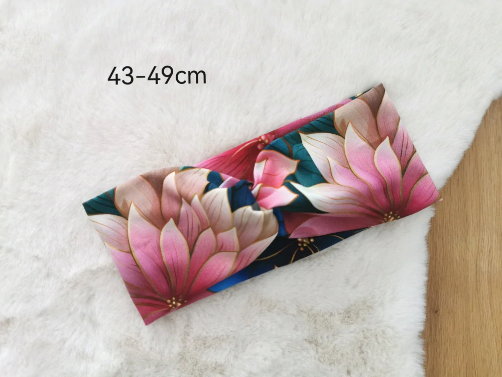 křížená květinová čelenka - pro obvod 43-49cm (6měsíců - 3 roky)