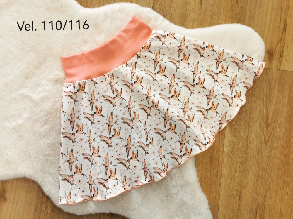 půlkolová sukýnka - VLAŠTOVKY - vel.110/116