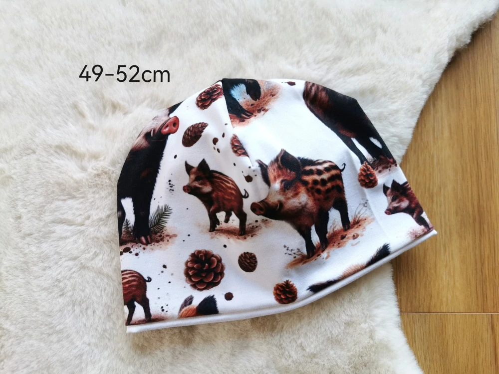 dvouvrstvá čepice - DIVOKÁ PRASÁTKA - obvod 49-52cm (3-6let)