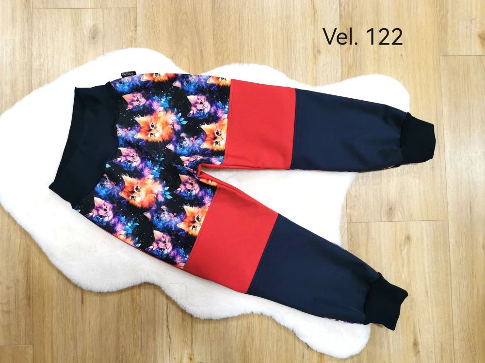 Dětské zimní softshellové kalhoty s fleecem - KOČIČKY - vel.122