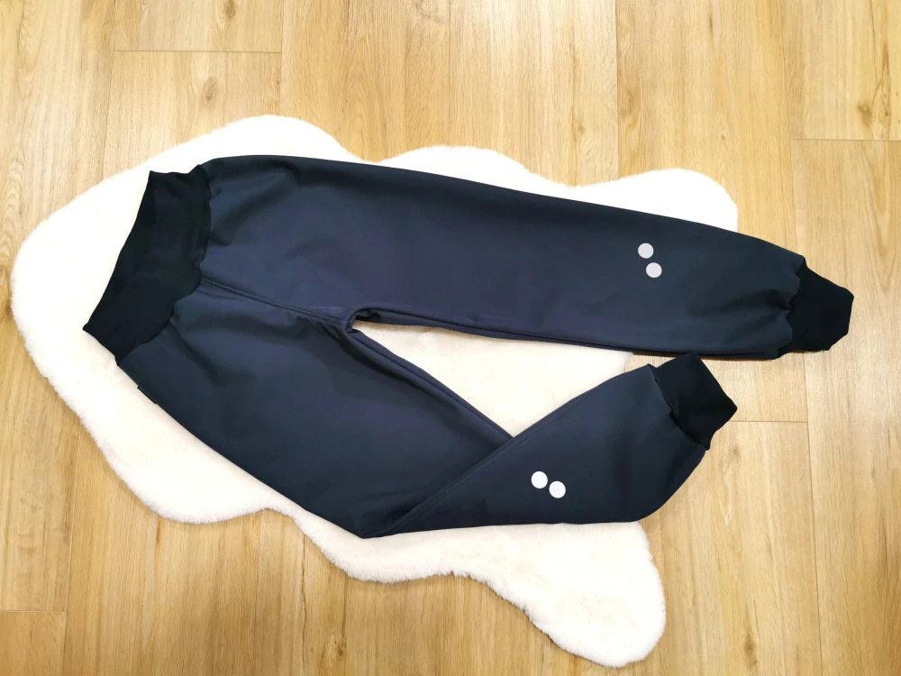 zimní softshell.kalhoty tmavě modré, vel. 140, reflex.kolečka