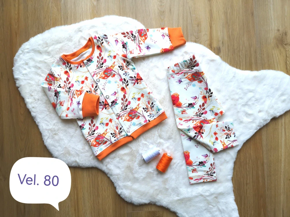 dětský set kabátek a legíny - ptáčci | vel.80