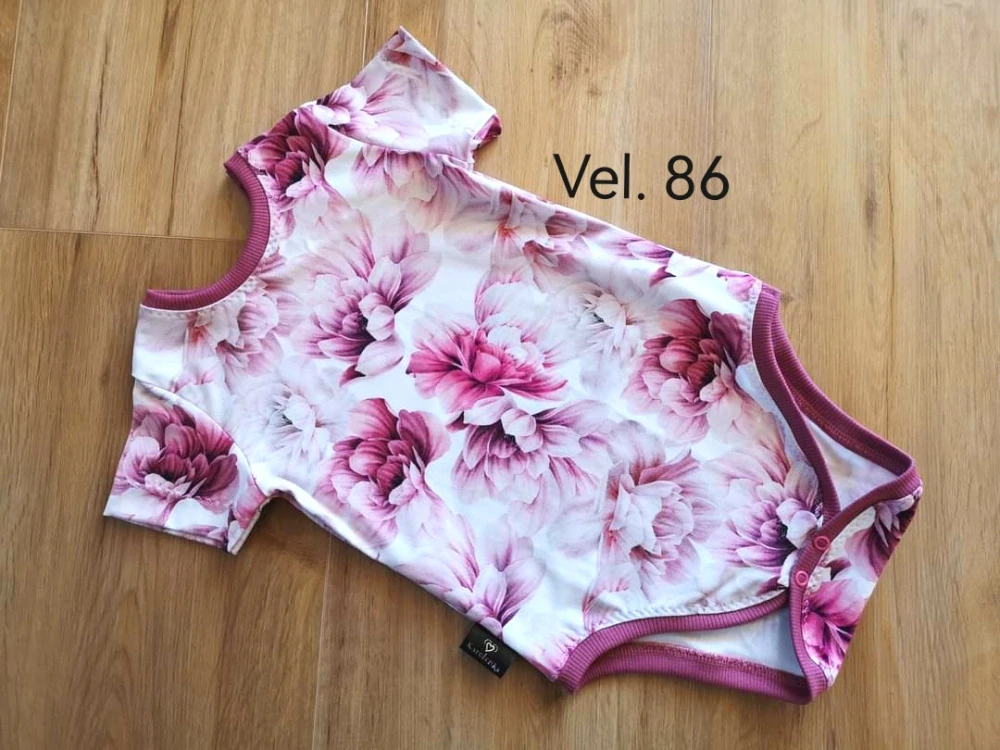 Bodyčko kr.rukáv - AKVARELOVÉ KVĚTY - vel.86