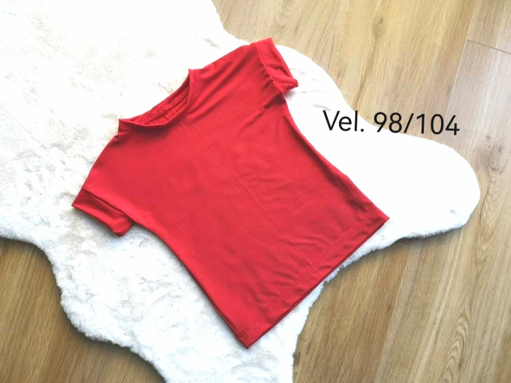 Červené tričko z viskózového úpletu, přinechaný rukáv - vel.98/104