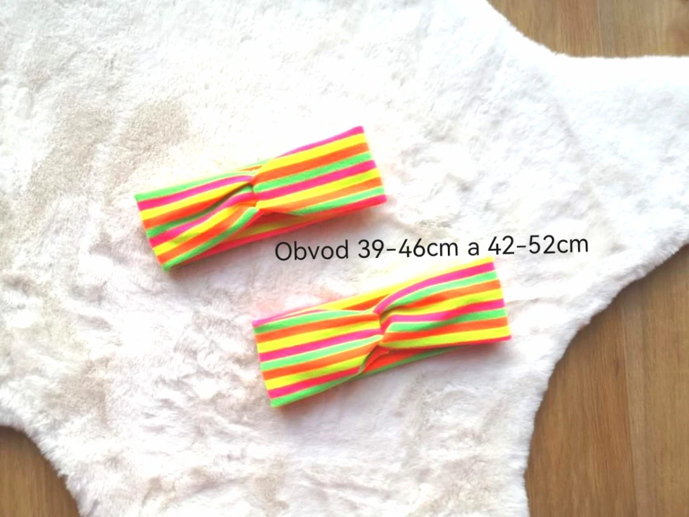 pruhované duhovaná čelenka - obvod 39-46cm (3 měsíce - 1rok)