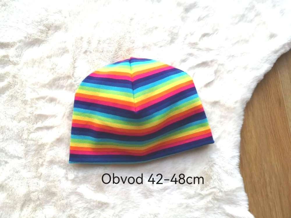 dvouvrstvá čepice barevná duhová - pro obvod 42-48cm (1/2roku - 2 roky)