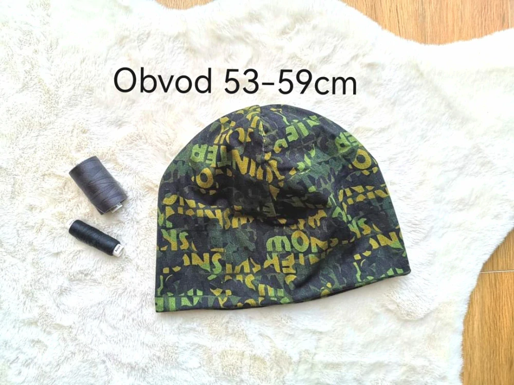 pánská dvouvrstvá čepice maskáčové písmo - pro obvod 53-59cm (8 let a více nebo jako pánská)