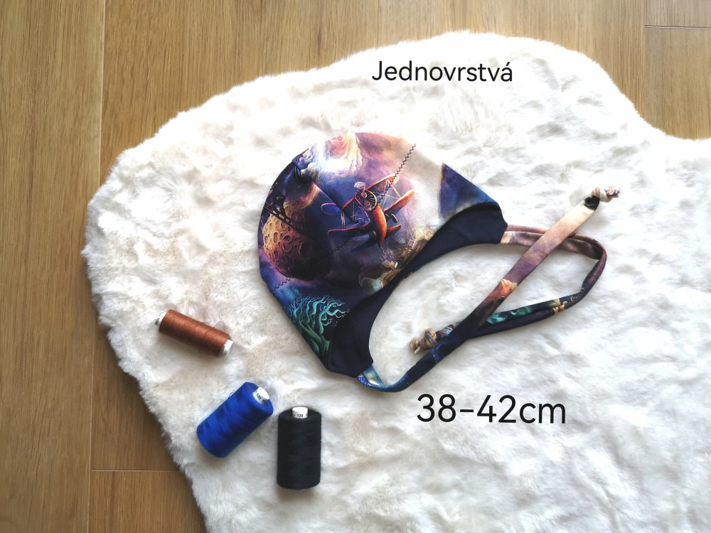 jednovrstvá čepice Malý Princ a letadlo - pro obvod 38-42cm (vhodné pro děti 2-5 měsíců)