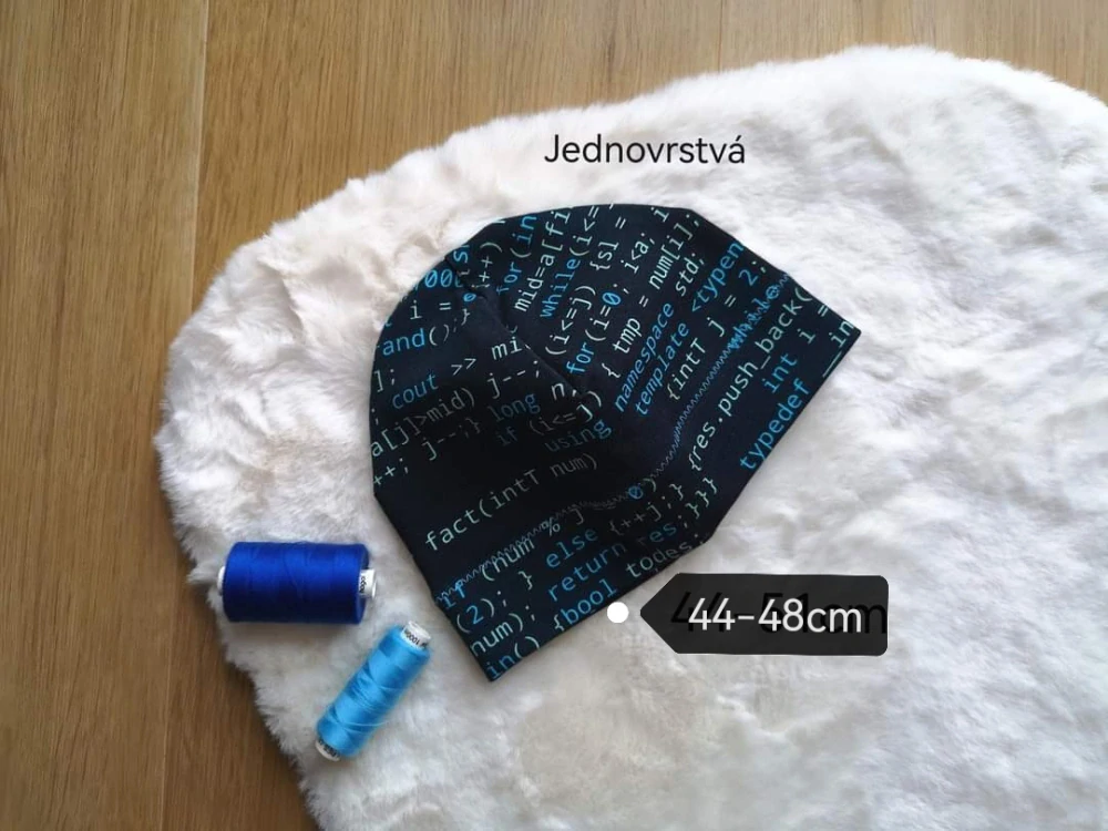 jednovrstvá čepice motiv programovací jazyk - pro obvod 44-48cm (1-2 roky)