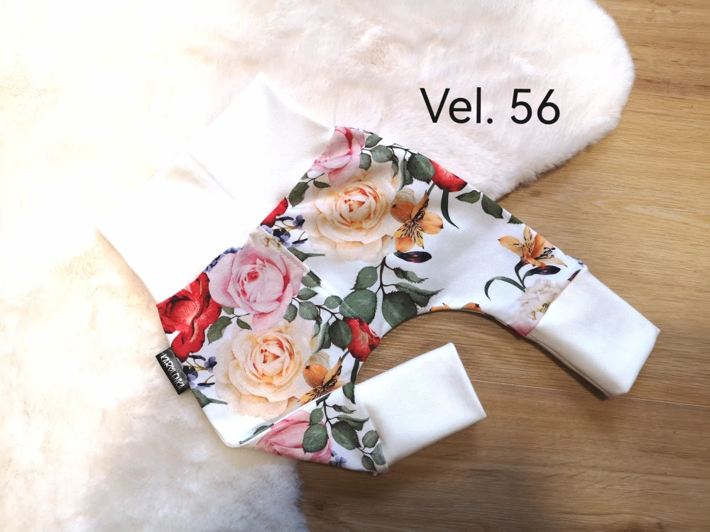 tepláčky - RŮŽE, bílé náplety - vel.56