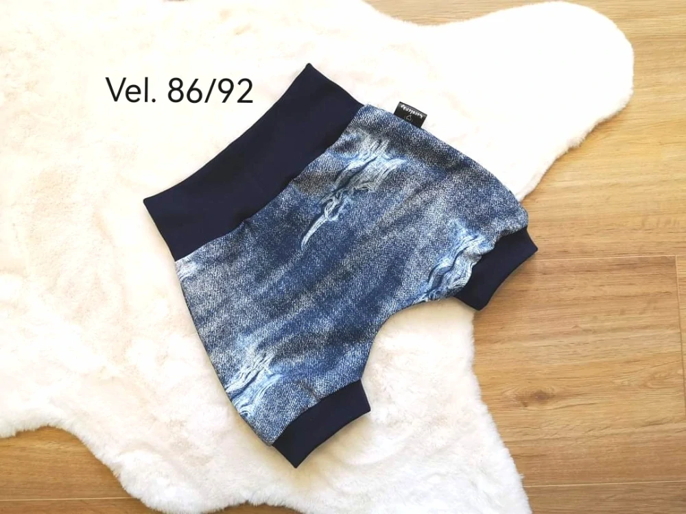 kraťásky - IMITACE TRHANÝ JEANS - vel.86/92