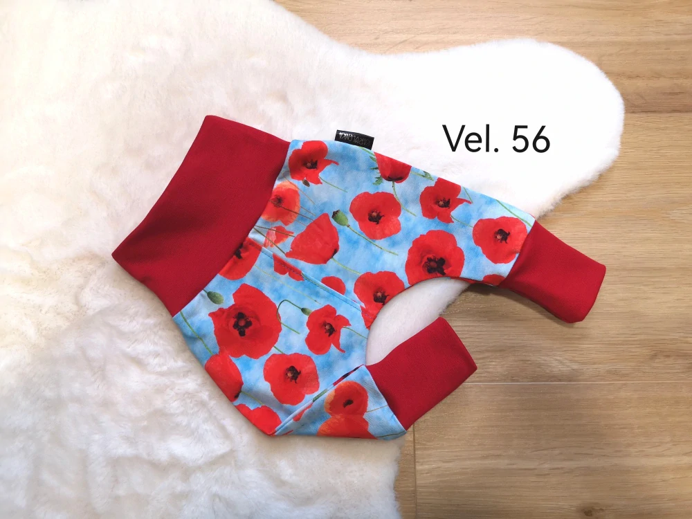 tepláčky - VLČÍ MÁKY, červené náplety - vel.56