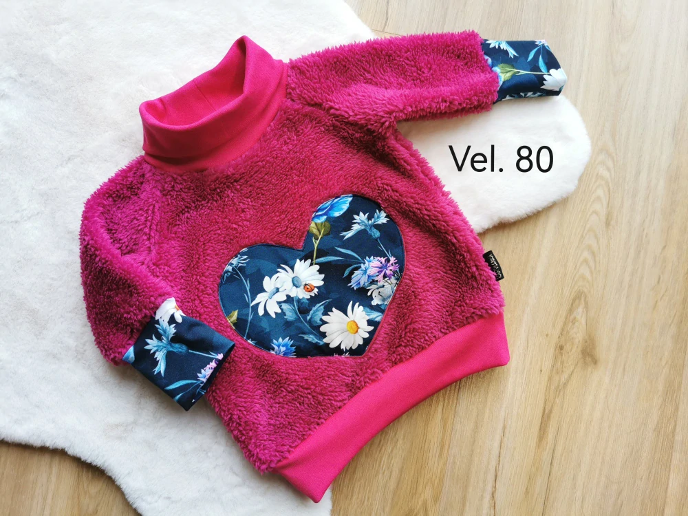 dětská teplá mikina - růžová s květinami | vel.80