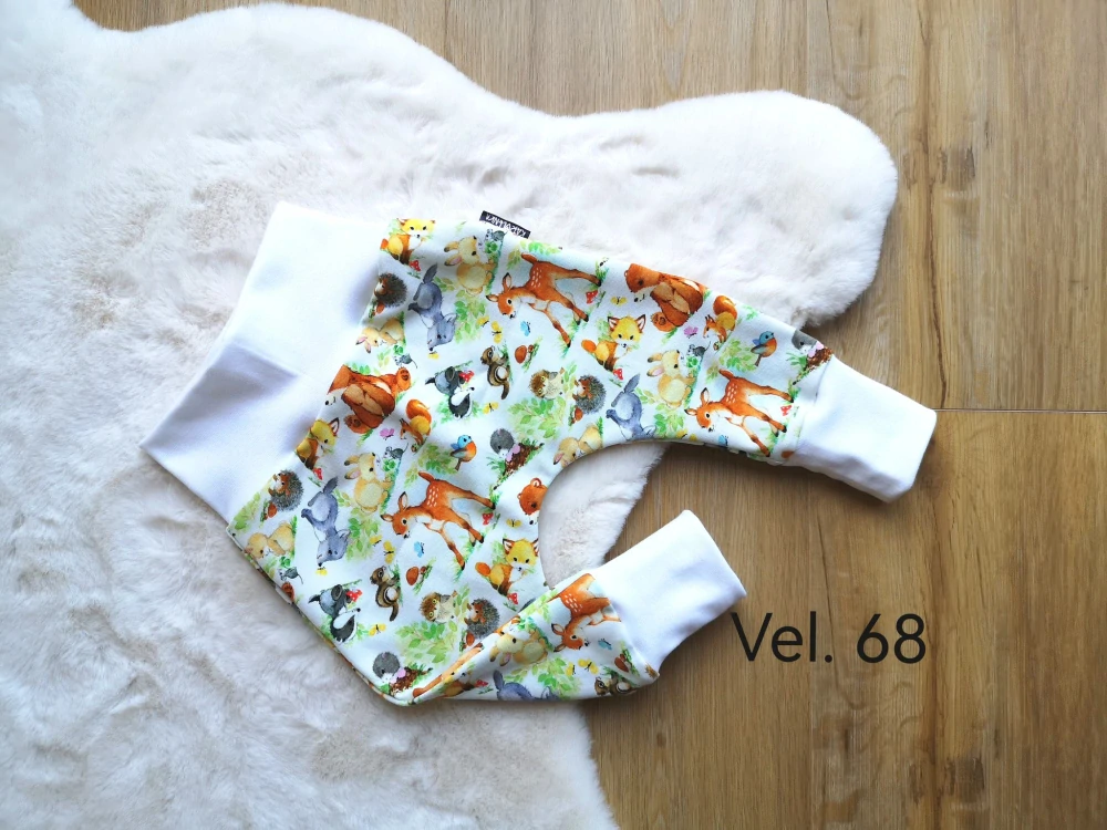 tepláčky - LESNÍ ZVÍŘÁTKA, bílý náplet - vel.68