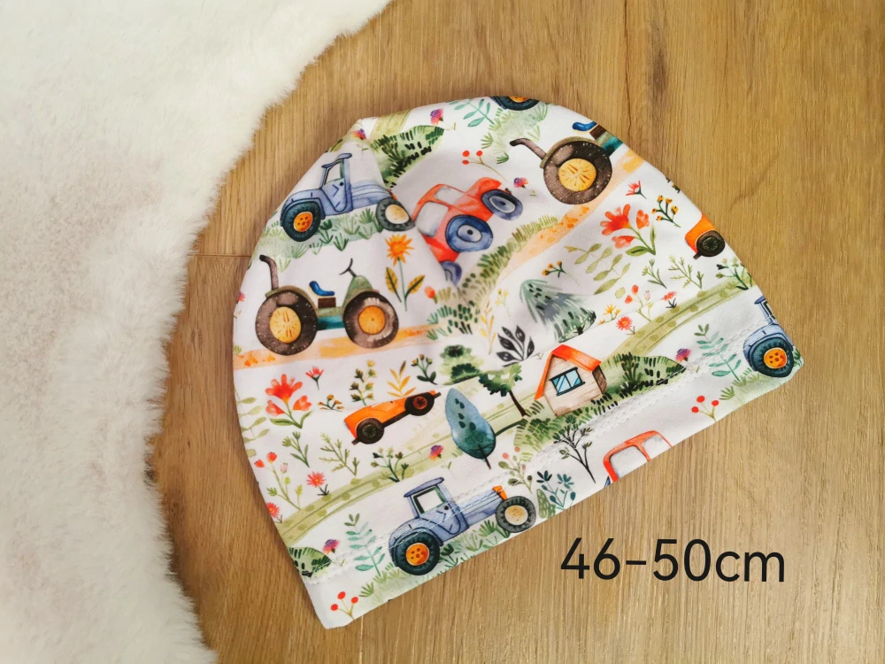 jednovrstvá čepice malovaná farma - pro obvod 46-50cm (1-4 roky)