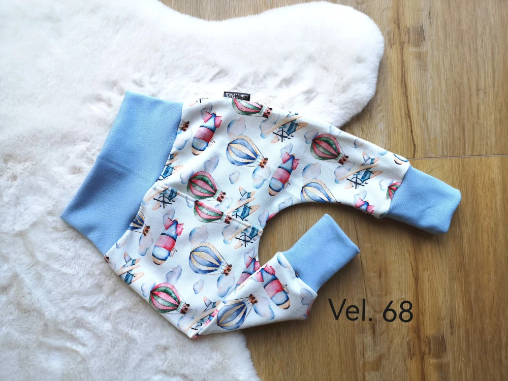 tepláčky - BALONY A VZDUCHOLODĚ, sv.modrý náplet - vel.68