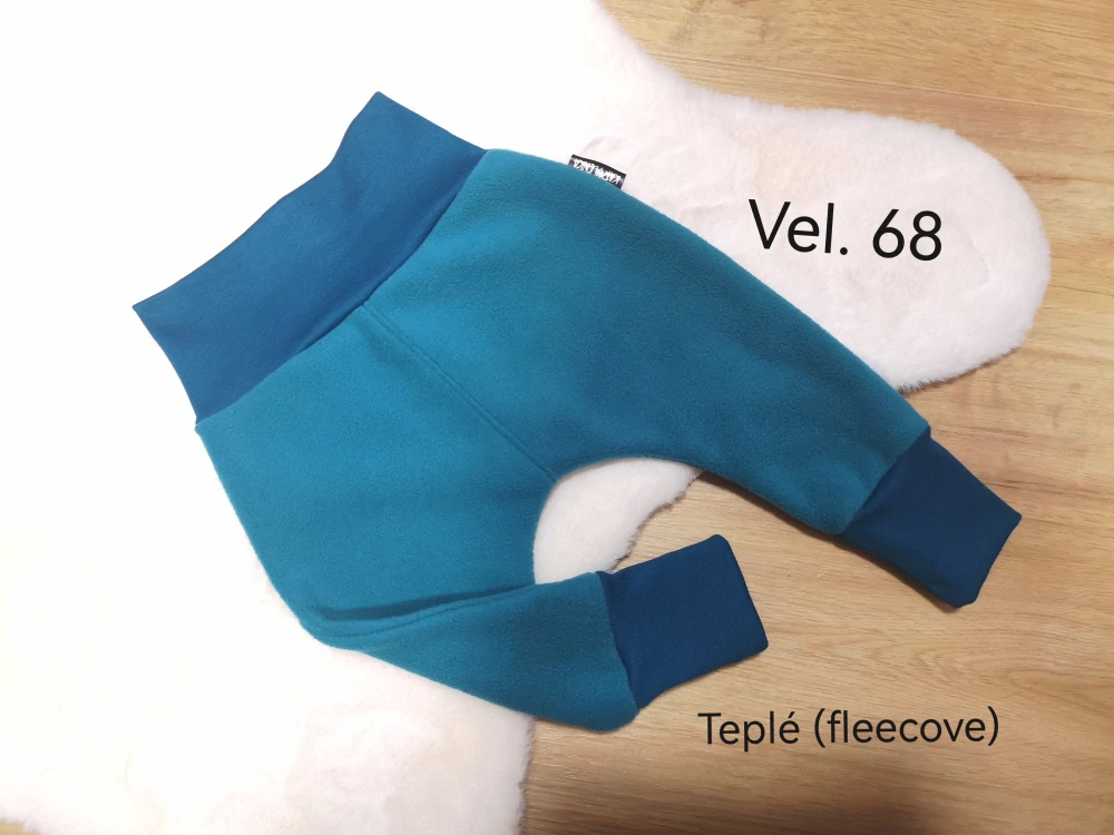 tepláčky - PETROLEJOVÉ FLEECOVÉ, petrolejový náplet - vel.68
