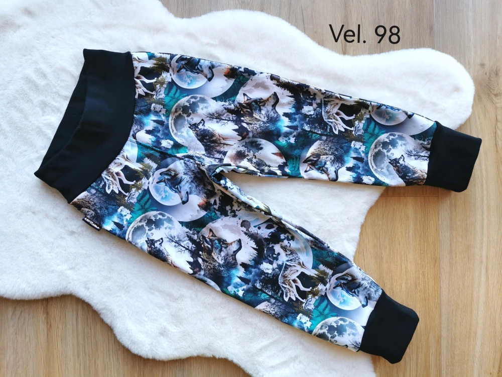 letní softshellové kalhoty - vlci - vel.98