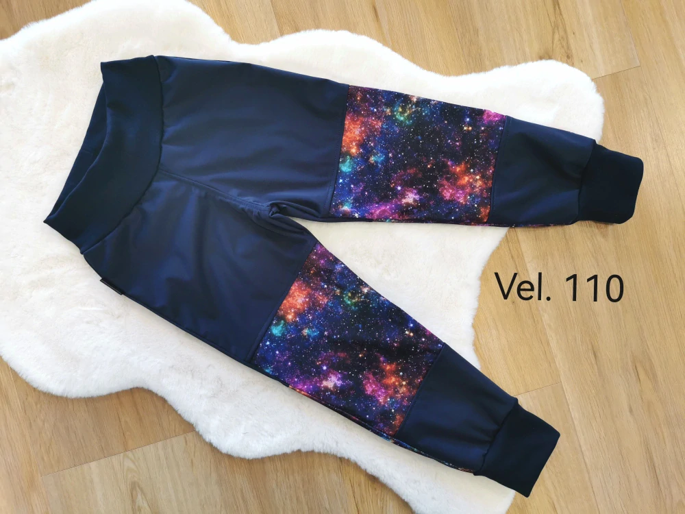 letní softshellové kalhoty - galaxie tmavě modré - vel.110