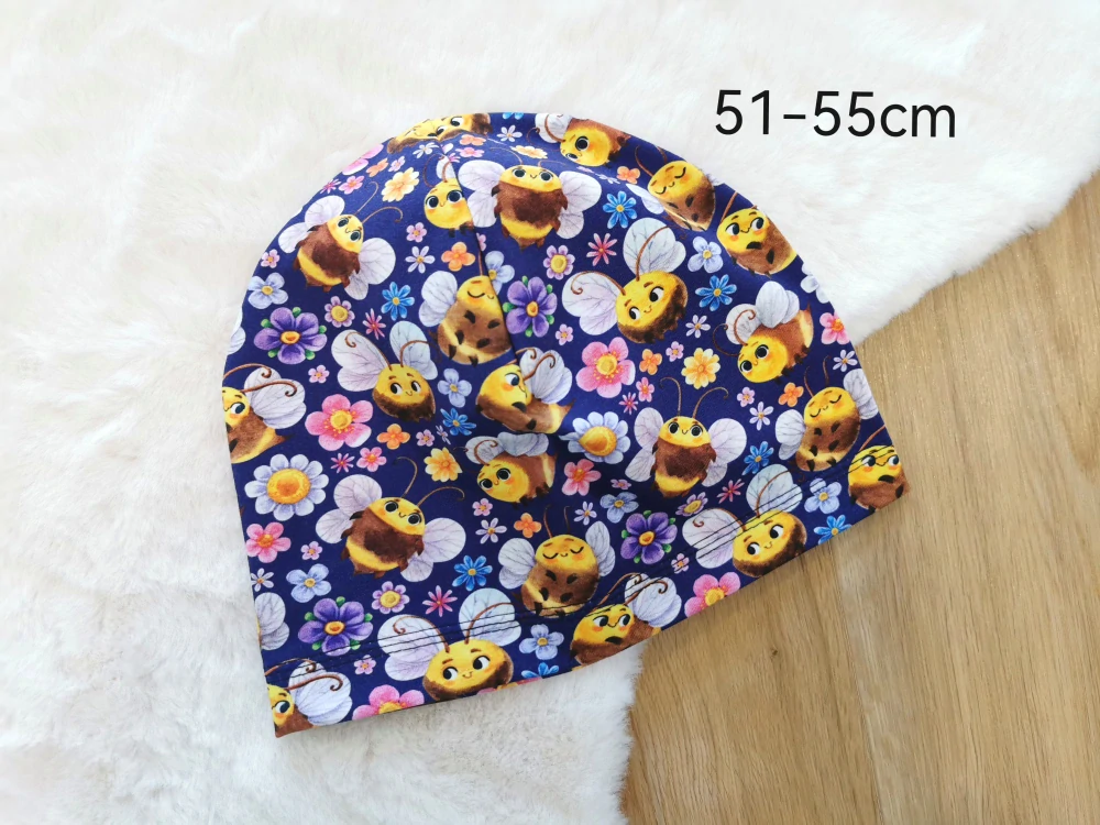 jednovrstvá čepice VČELKY - obvod 51-55cm (6 let a více nebo dámská)