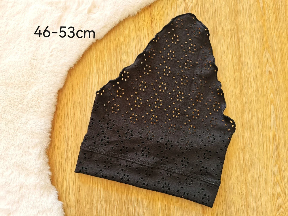 šátek na hlavu - černý madeirový úplet - obvod 46-53cm