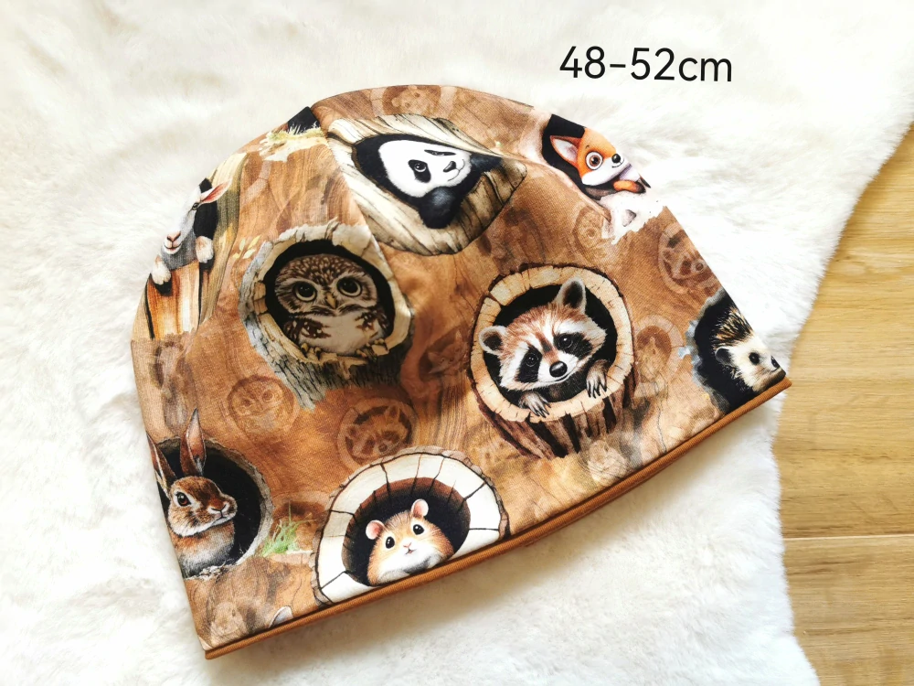 klasická dvouvrstvá čepice - ZVÍŘÁTKA Z LESA - obvod 48-52cm (3-6let)
