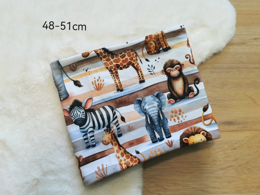 zateplený dvouvrstvý nákrčník - AFRICKÁ ZVÍŘÁTKA - pro obvod 48-51cm (3-5 let)