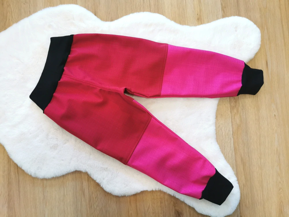dětské jarní softshellové kalhoty - ČERVENOFUCHSIOVÉ - vel.104