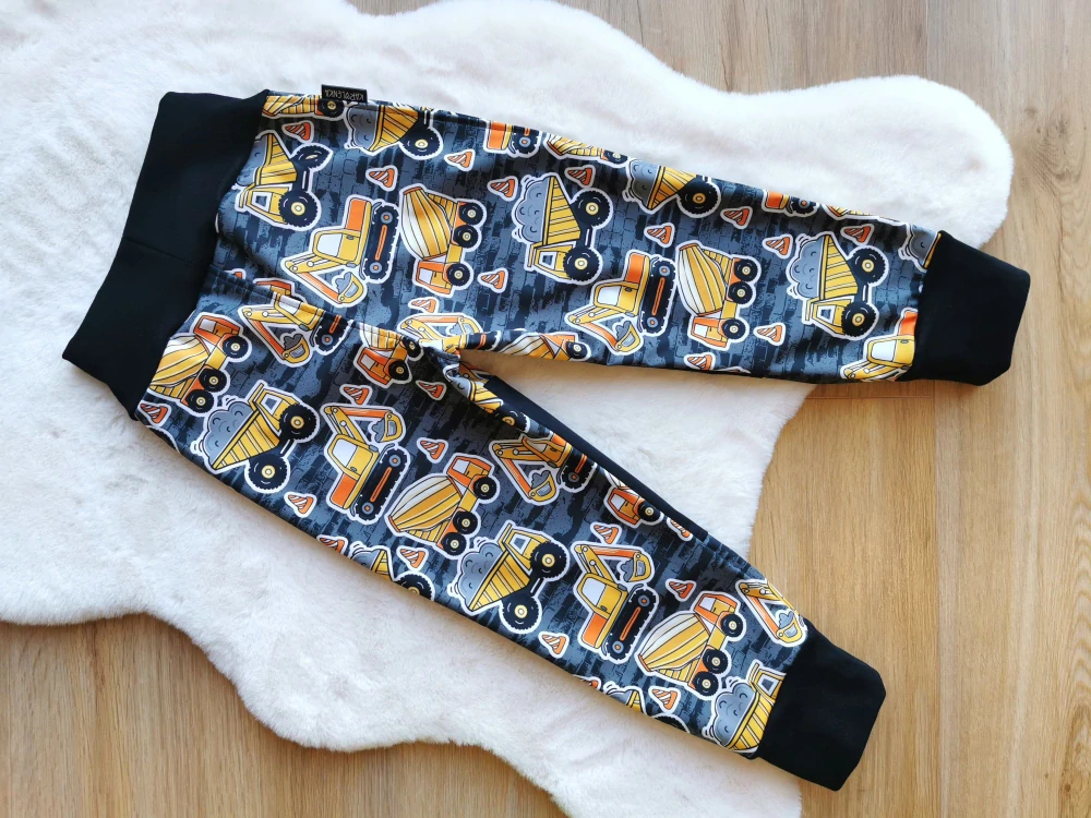letní softshellové kalhoty - stavební stroje - vel.98