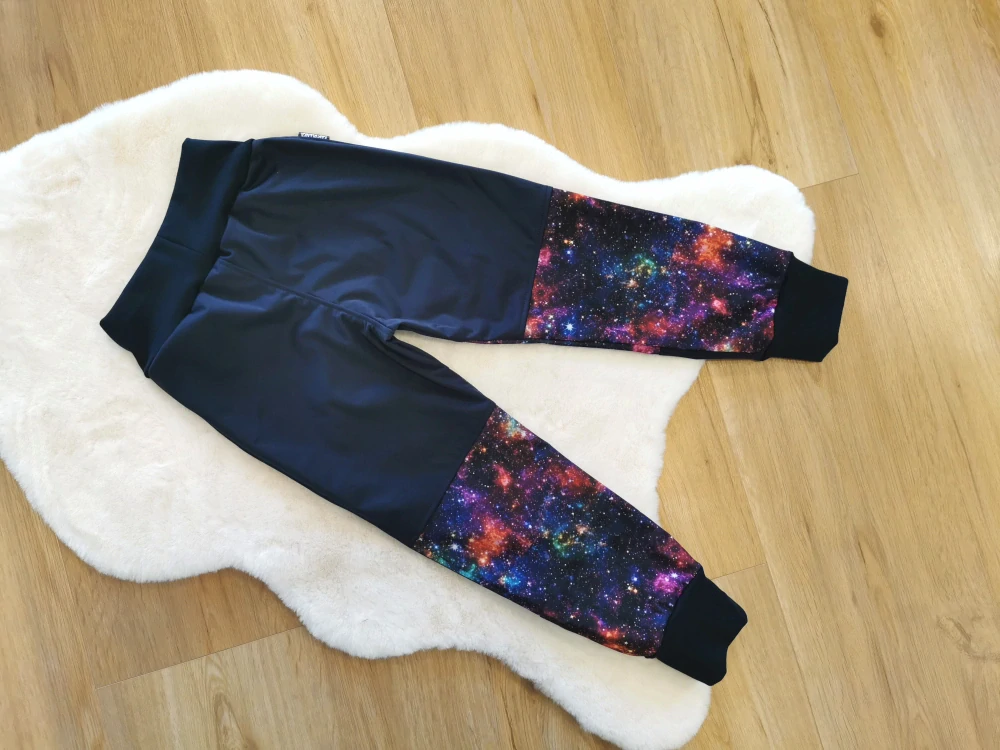 letní softshellové kalhoty - galaxie tmavě modré - vel.110