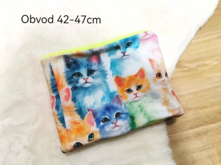 zateplený dvouvrstvý nákrčník - KOČIČKY - pro obvod 42-47cm (4měsíce - 2 roky)