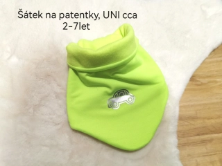 zateplený dvouvrstvý šátek na patentky - NEONOVĚ ŽLUTO-ZELENÝ - UNI (cca 2-7let)