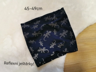 dvouvrstvý nákrčník - REFLEXNÍ JEŠTĚRKY NA TM.MODRÉ - pro obvod 45-49cm (1 - 3 roky)