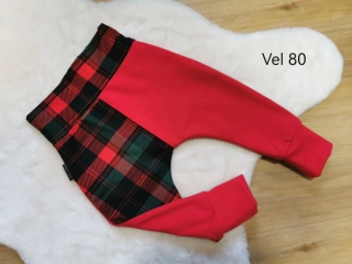 tepláčky - ČERVENO-KÁROVANÉ - vel.80