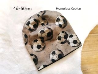 dvouvrstvá homeless čepice - FOTBALOVÉ MÍČE - obvod 46-50cm (1-4roky)