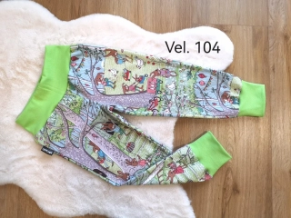 tepláky - VELIKONOCE, hrášk.zelený náplet - vel.104