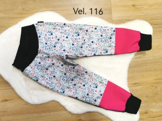 Dětské zimní softshellové kalhoty s fleecem - luční kvítí - vel.116