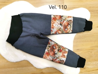 Dětské zimní softshellové kalhoty s fleecem - srnečky šedé - vel.110