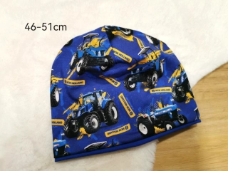 dvouvrstvá klasická čepice - TRAKTORY - obvod 46-51cm (1-5let)