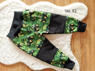 Dětské zimní softshellové kalhoty s fleecem - traktory - vel.92