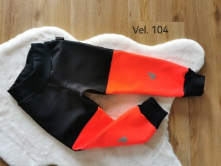 Dětské zimní softshellové kalhoty s fleecem - černé v kombinaci s neon růžovou - vel.104