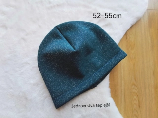 jednovrstvá teplá čepice - třpytivá DEEP FOREST - obvod 52-55cm (7let a více)