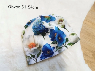 jednovrstvá čepice MODROBÍLÝ HERBÁŘ - obvod 51-54cm (6 let a více)