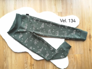 tepláky s dino origami na khaki zelené - vel.134