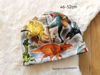 jednovrstvá teplá čepice - DINOSAUŘI - obvod 46-52cm (2-6let)