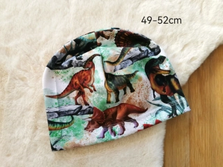 jednovrstvá čepice DINOSAUŘI - obvod 49-52cm (3-6let)