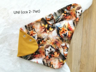 dvouvrstvý šátek na patentky - PODZIMNÍ ZVÍŘÁTKA I. - UNI (cca 2-7let)