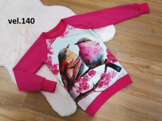 dětská teplá mikina - ptáčci | vel.140 (slim)