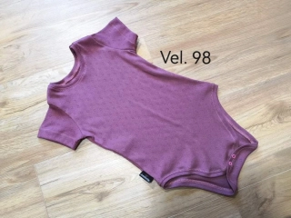 Bodyčko kr.rukáv - okrasně děrovaný úplet, odstín tmavá mauve - vel.98