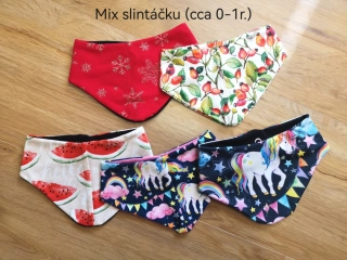 MIX SLINTÁČKŮ - v setu jsou růžné velikosti slintáčků (velikosti cca 0-1rok)